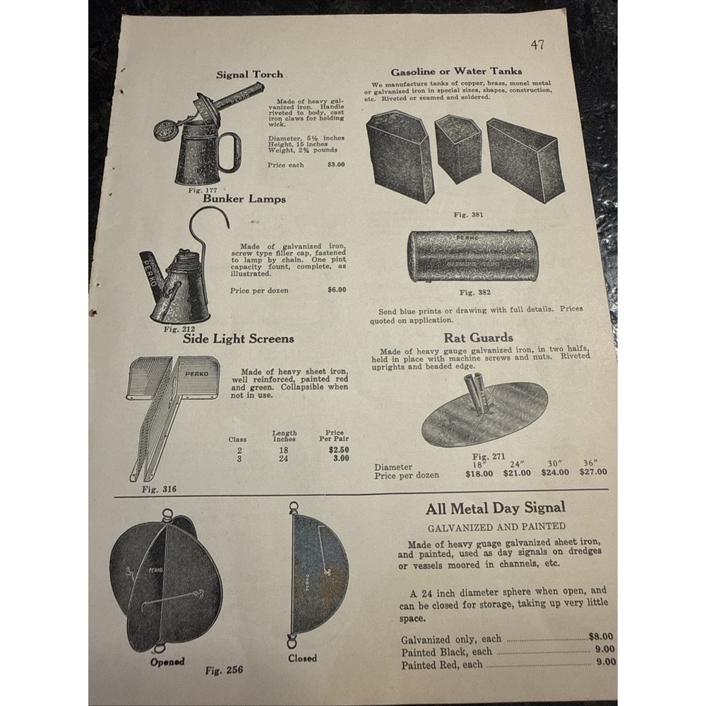 VTG 1930 Print Ad Signal Torch Bunker Lamp Gasoline Tank Ship Lantern Day Signal